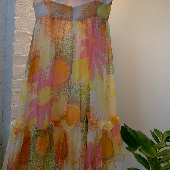 Milly Floral Silk Chiffon Dress - Size 2 - Picture 9 of 10